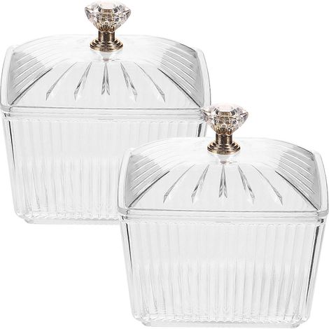 Lot de 2 bocaux à bonbons avec couvercle, pour sucre, biscuits ou autres gourmandises. (1/2)