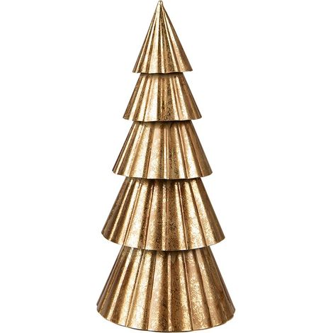 Sapin de Noël Décoratif en Fer Doré Style Campagne Romantique 14 x 30 cm - PANGIVO (1/3)
