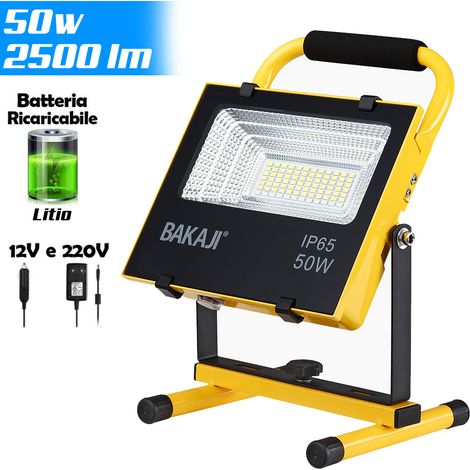 Lampada Faro Lavoro Portatile Torcia 50W 2500Lm a Batteria litio Luce Emergenza (1/7)