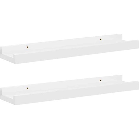 Maison Exclusive - Wandregale 2 Stk. Hochglanz-Weiß 40x9x3 cm (1/5)