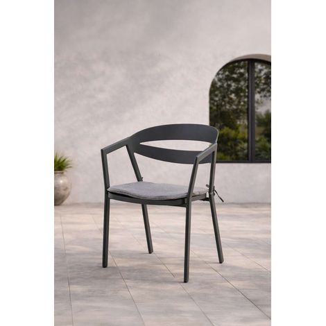 Slit Chaise de jardin avec support d'assise, empilable, noir.