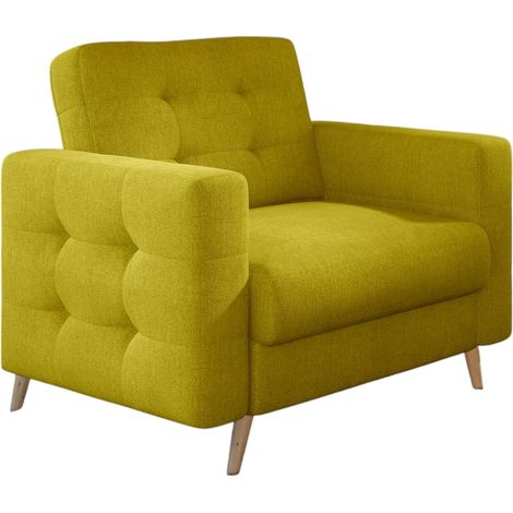 Fauteuil tissu ANSKA-Jaune moutarde (1/5)