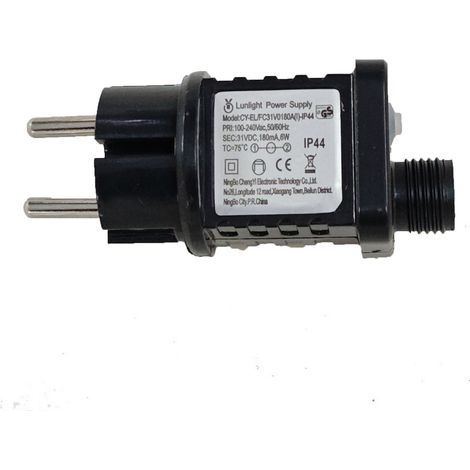 Transformateur LED - 31 V 6 W - Étanche IP44 - Pour Guirlande Lumineuse Extérieure - 9 Modes avec Minuterie - 1 Pièce (1/4)