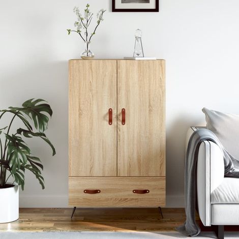 Maison La Vie - Buffet haut pour salon - Meuble de rangement chêne sonoma 69,5x31x115 cm bois d'ingénierie bu1053 (1/5)