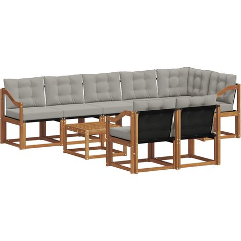Conjunto de sofás de exterior 9 uds. Gris Natural y Claro vidaXL (1/5)