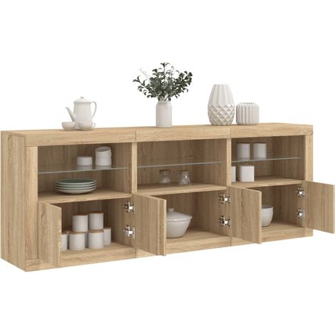 Sideboard mit LED-Leuchten Sonoma-Eiche 181,5x37x67 cm
