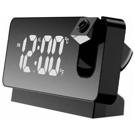 Reveil Projecteur Plafond Reveil Projection 180° Horloge Numérique pour Chambre, Bureau - le noir (1/5)