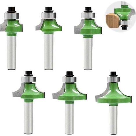 6 Pcs Fraise Defonceuse 8 mm, XU, Fraise Quart de Rond Equipé de Tige de 8 mm, Fraise a Surfacer Avec Roulement, Fraise bois Destiné à le Travail du Bois Fraisage à Bord - KZQ