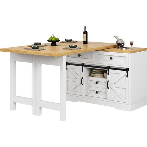 Isola cucina estensibile 120-197 cm MDF bianca HOMVRA (1/5)