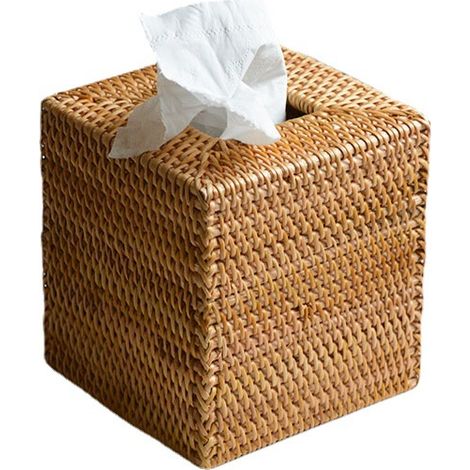 1 Stück (Natur) Taschentuchbox aus gewebtem Rattan für Zuhause, Büro und
