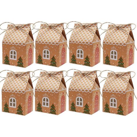20 Scatole regalo natalizie (7 x 5 x 10,5 cm), Scatole regalo in carta kraft per decorazioni natalizie, Piccole scatole regalo natalizie per confezionare dolci, (1/5)