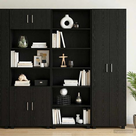 vidaXL Buffet Chêne noir 70 x 41 x 185 cm Bois d'ingénierie (1/5)