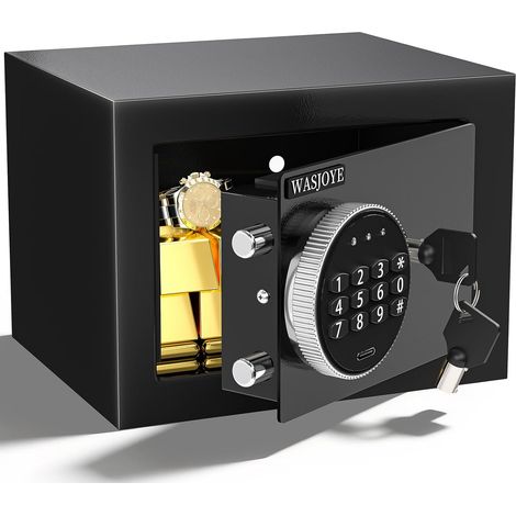 23 17 17cm Mini Coffre Fort Domestique,6.8L Petit Coffre Fort Coffre Fort Avec Clavier Numérique et Serrure à clé de Sécurité - Pour la maison, L'argent, de documents, de bijoux (1/5)