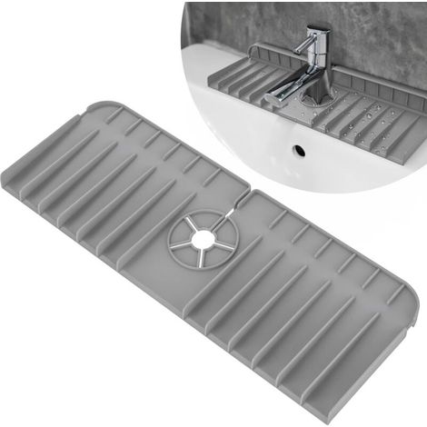 YMYNY Tapis anti-goutte en silicone FiveHome - Protection anti-éclaboussures en silicone - Tapis anti-goutte pour comptoir de cuisine et salle de bain (gris) (1/5)