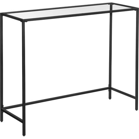 Consolle da ingresso moderna in vetro temperato e metallo nero (1/5)