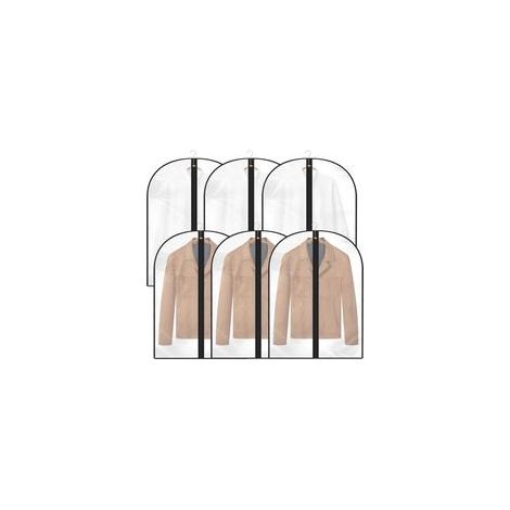 Lot de 6 housses de vêtements transparentes, 60 x 80 cm, résistantes à la poussière et à l’humidité, avec fermeture éclair pour costumes.