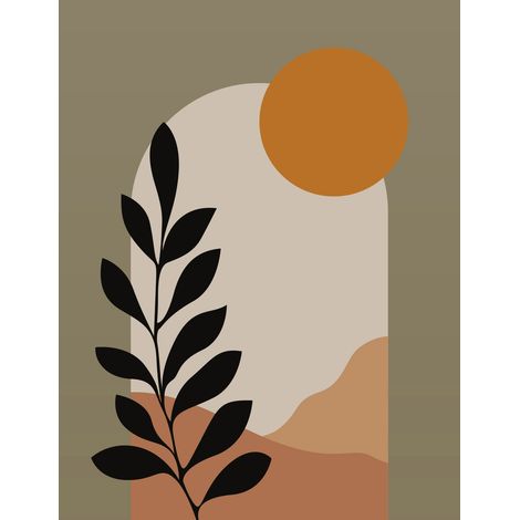 Papier peint panoramique - Feuille Boho - 130 cm x 168 cm (1/2)