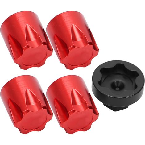 4 pièces Jante de Voiture RC avec Bouchon de Centre et Écrou M4 pour Traxxas TRX4/SCX10 90046 D90 1/10 1/8 - Rouge (1/5)