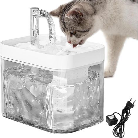Katzenbrunnen: 1,5 l, besonders leiser Katzenbrunnen mit Filtern, intelligente Abschaltung bei Wassermangel, Trinkbrunnen für Haustiere – Weiß (1/5)