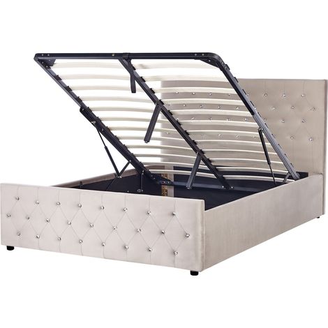 Ottoman Bed Velvet AMIENS 140 x 200 cm (EU Double) Taupe