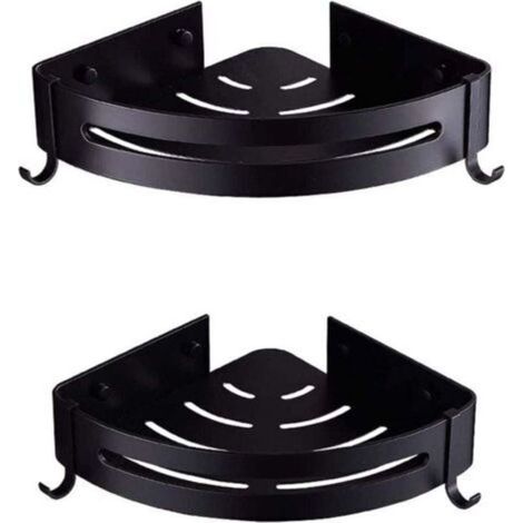 2 tablette de douche, tablette d'angle, sans perçage (noir),-- (1/5)