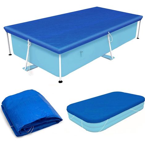 Bâche de piscine rectangulaire – Bâche de protection pour piscine – 304 x 205 cm – Bâche de protection coupe-vent et imperméable à la poussière (1/5)