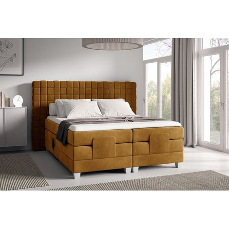 Boxspringbett Elektrisch Bett VIDAL 120x200cm in Stoff Fresh Senfgelb (1/2)