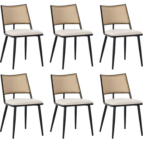 Chaise de Chambre en Rotin et PU Noir - Siège Ergonomique Confortable Salon Durable (1/5)