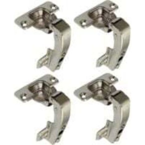lot de 4 charnières Invisibles 90° clipsable - pour porte de meuble d'angle à une seule porte - avec amortisseur et clip - ouverture de montage 35mm