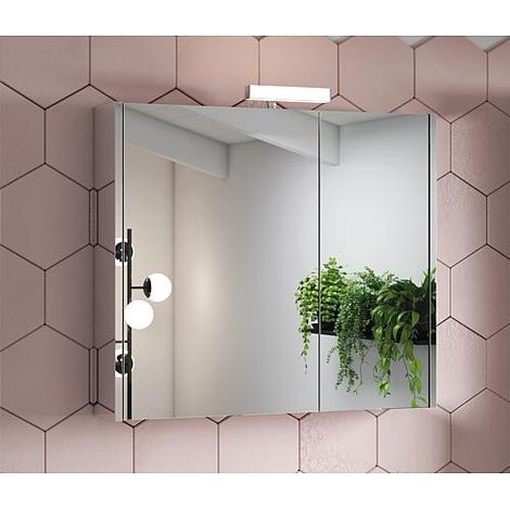 Armoire à glace Vikja avec Éclairage LED, 2 portes, miroir latéral 800x700x155 mm (1/2)