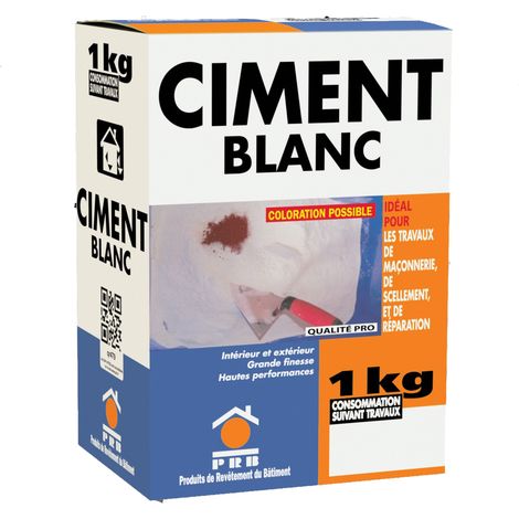 Ciment Blanc Extra Fin 1kg - Haute Pureté pour Finitions Parfaites - Idéal pour Décoration, Scellements Précis, Joints et Enduits - Convient à Tous Travaux Courants de Maçonnerie