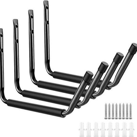 Lot de 4 Crochet de Garage, Crochets de Rangement pour Kayak, Surf, Echelle, Vélo, Support Mural Robuste pour l'Organisation (1/5)