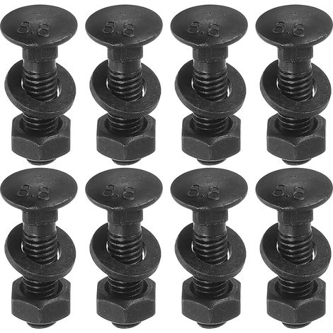 Kit de Boulons de Carrosserie M6 x 20mm, 25 Ensembles de Vis à Tête Ronde à Col Carré, Comprenant Rondelles et Écrous - Acier au Carbone Noir Oxydé pour Fixation d'Accessoires (1/5)