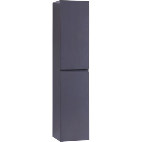 Colonne salle de bain rangement gris laqué, armoire haute moderne avec plusieurs espaces de stockage pour accessoires et produits de toilette (1/5)