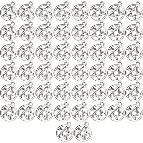 50Pcs Star Pendant 5-Pointed Round Outer Ring Ornaments Hand‑Made Decoration Accessories (1/5)