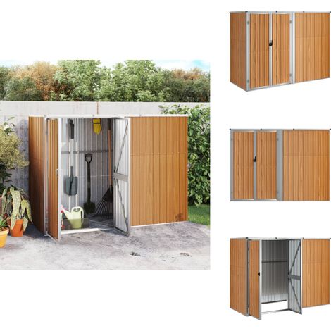 Abri à outils de jardin marron 225x89x161 cm acier galvanisé - Abri De Jardin - Abri Outil - Rangement Jardin - Cabane Jardin - Atelier Exterieur (1/5)