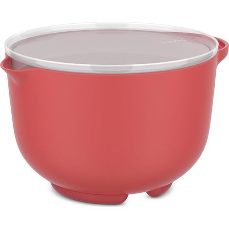 Bol de Préparation plus Couvercle Chef It, Base Antidérapante, Résiste au Micro-Ondes et au Lave-Vaisselle, Matériau Résistance aux Chocs Supporte Jusqu'À 110°C, 1500 ml, Coral (1/5)