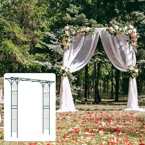 GOPLUS Arche de Jardin en Fer Forgé 2M, Treillis pour Diverses Plantes Grimpantes, Arche de Décoration Extérieure, 205x52x205 cm (1/5)