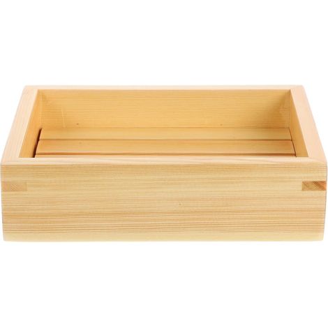 Plateau de service à sushis japonais en bois, 20 cm × 15 cm, plat décoratif pour présenter sashimis et fruits de mer lors de buffets, avec séparateurs (1/5)