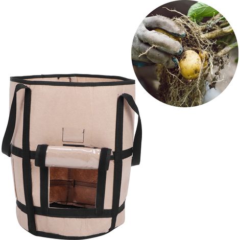 Sac de culture pour pommes de terre en feutre, bac à légumes et fruits, outil de jardinage marron avec ombrage 35x45cm 43L/10 gallons