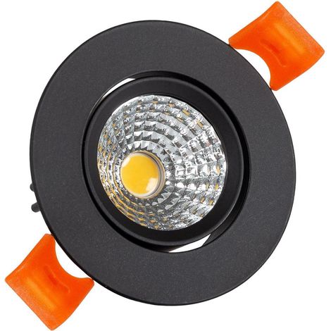 LED Downlight Einbaustrahler 3W Rund COB CRI90 Ausschnitt Ø 55 mm Schwarz No Flicker 4000K Neutralweiß