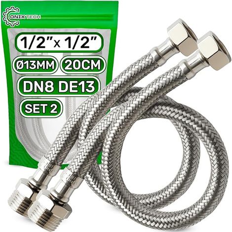 Flexible Eau 20cm Femelle 1/2” x Male 1/2” DN8 DE13 Température max 70°C (1/5)