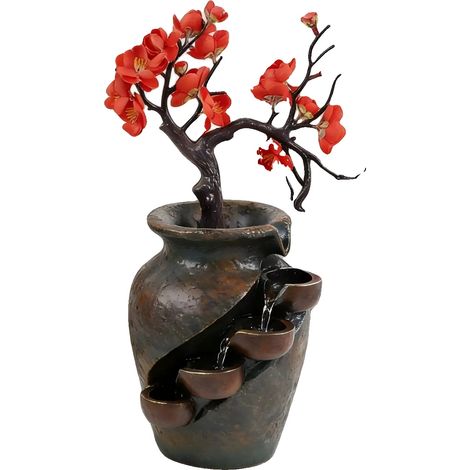 Jarrón de agua, resina y plástico, dimensiones 30x18x40 cm, voltaje CA 220-240V, potencia 2.5W, caudal máximo 150L/h (1/5)