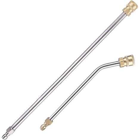 Set di 2 prolunghe per idropulitrice, lancia di prolunga (38 cm) + asta di prolunga curva a 30° (22 cm), attacco rapido da 6,35 mm, 4000 psi. (1/5)
