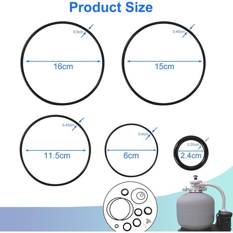 Lyreh 12pcs Rechange pour Filtre Sable Piscine Compatible avec Intex Pompe de Filtre à Sable Krystal Clear, Comprenant 1pcs Soupape de Décharge d'air 11pcs Joints Toriques pour Différentes Pièces (1/4)