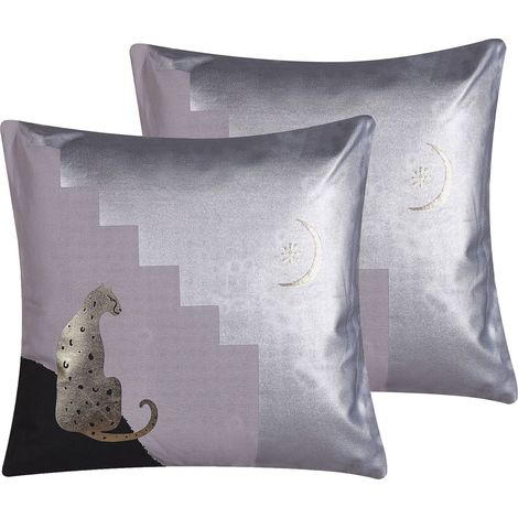 Dekokissen 2er Set DIGITALIS Baumwolle 45 x 45 cm Grau Abstraktes Muster