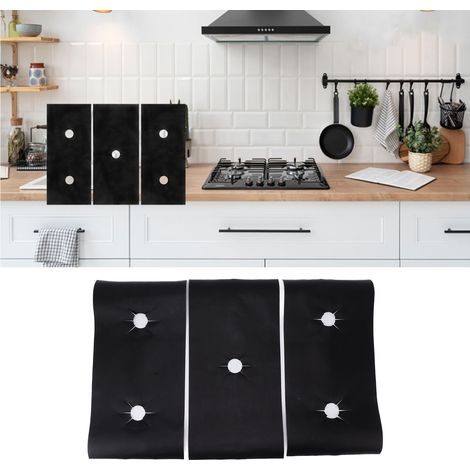 Tapis de cuisson à gaz en téflon à 5 trous, ensemble de trois tapis de nettoyage de cuisine résistants aux graisses et aux taches (1/5)