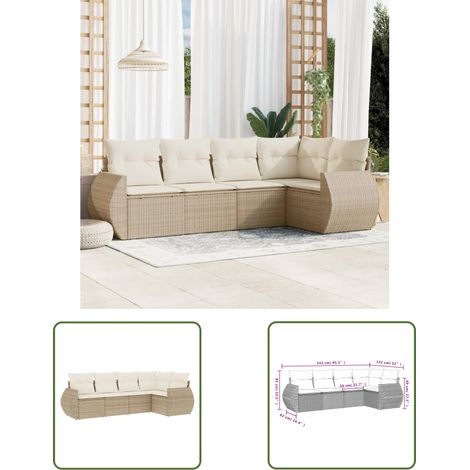 The Living Store 5-tlg. Garten-Sofagarnitur mit Kissen Beige Poly Rattan - Gartenmöbel Set - PE-Rattan Möbel - Outdoor Lounge - Gartenlounge - Esstischgarnitur (1/3)