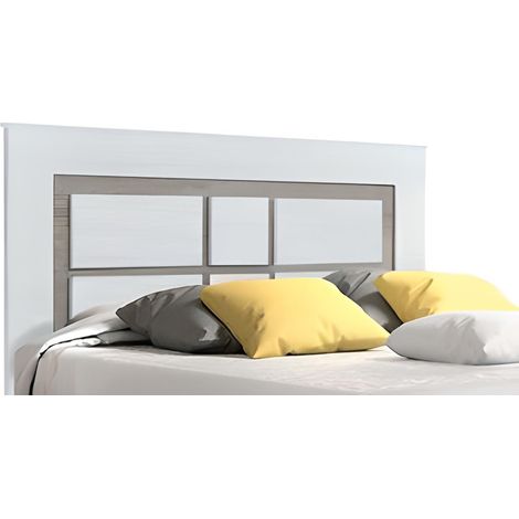 Tête de lit coloris avec pieds coloris Pin andersen, pin Gris - Longueur 160 x Profondeur 3,8 x Hauteur 120 cm -PEGANE- (1/3)