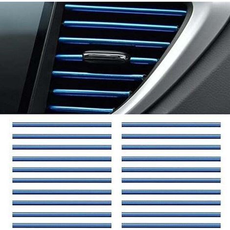 20 Pièces Bandes Décoration de Sortie d’Air de Voiture,Bandes Décoratives Voiture Accessoire Voiture Interieur Decoration pour Climatisation de Voitures Sortie d'Aération Grilles (Bleu) (1/4)